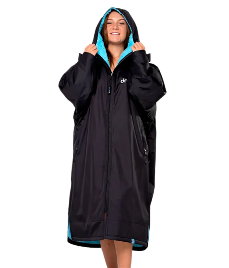 Dryrobe Adult Advance Long Sleeve Change Robe V3 Large Black/Blue-5